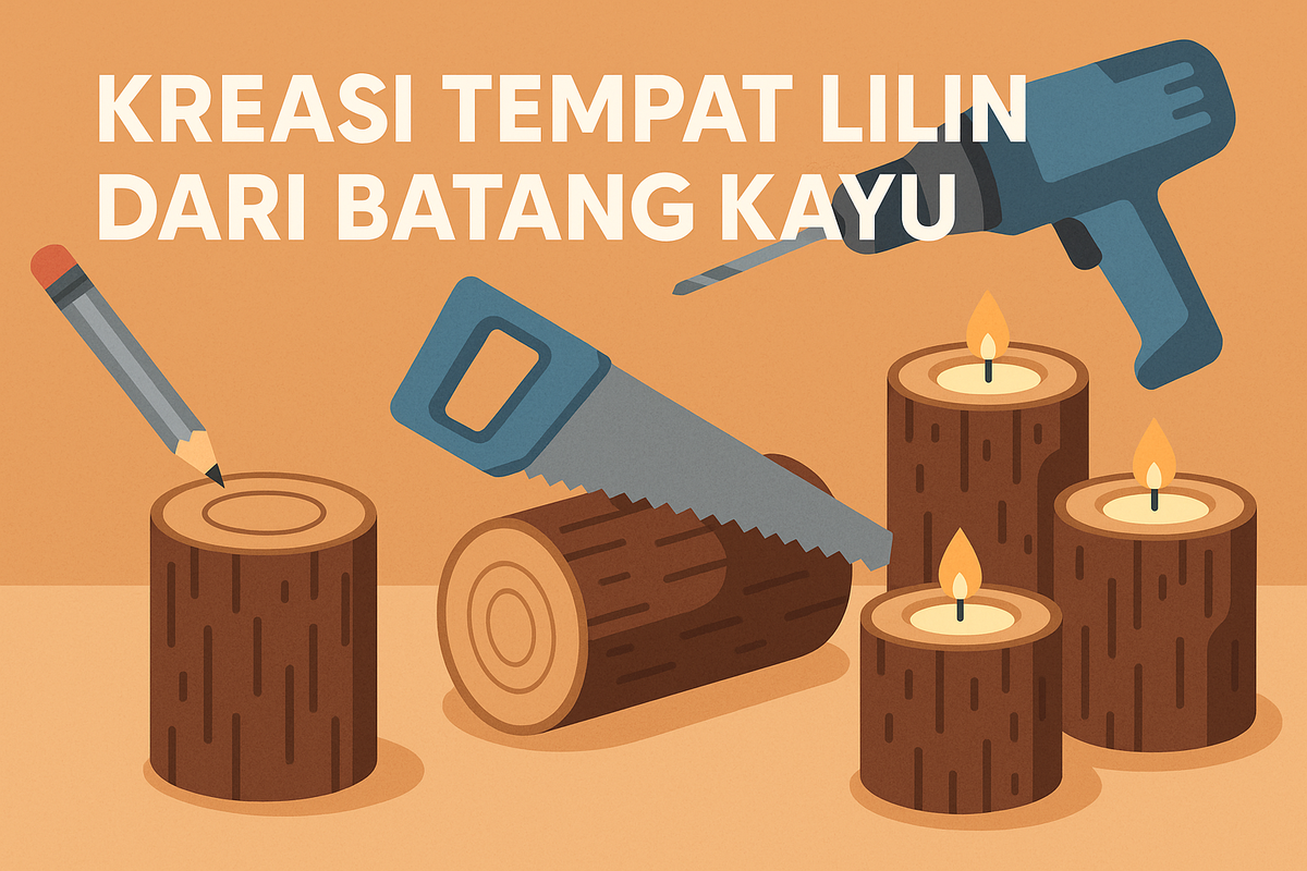 Kreasi Tempat Lilin dari Batang Kayu